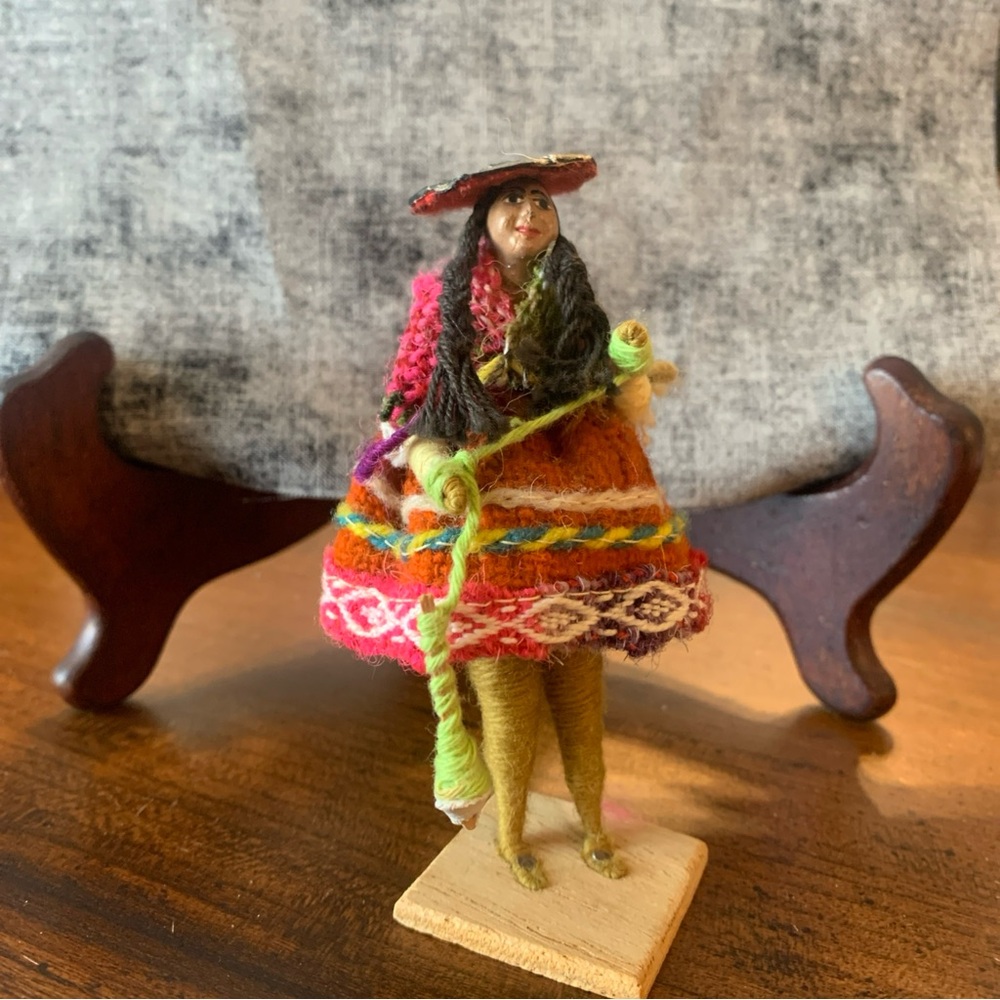 Textile vtg Handmade Peruvian Folk Art Doll Art Doll Beaded